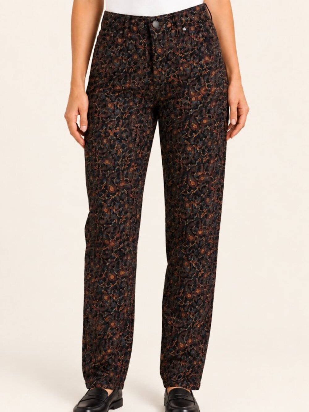 Croft & Barrow Paisley Straight Leg Corduroy Pants - Black, Rust, Teal Size 8
